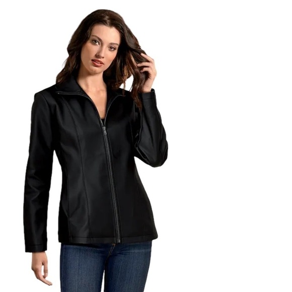 Midnight Velvet Jackets & Blazers - midnight Velvet Faux-Leather Jacket black